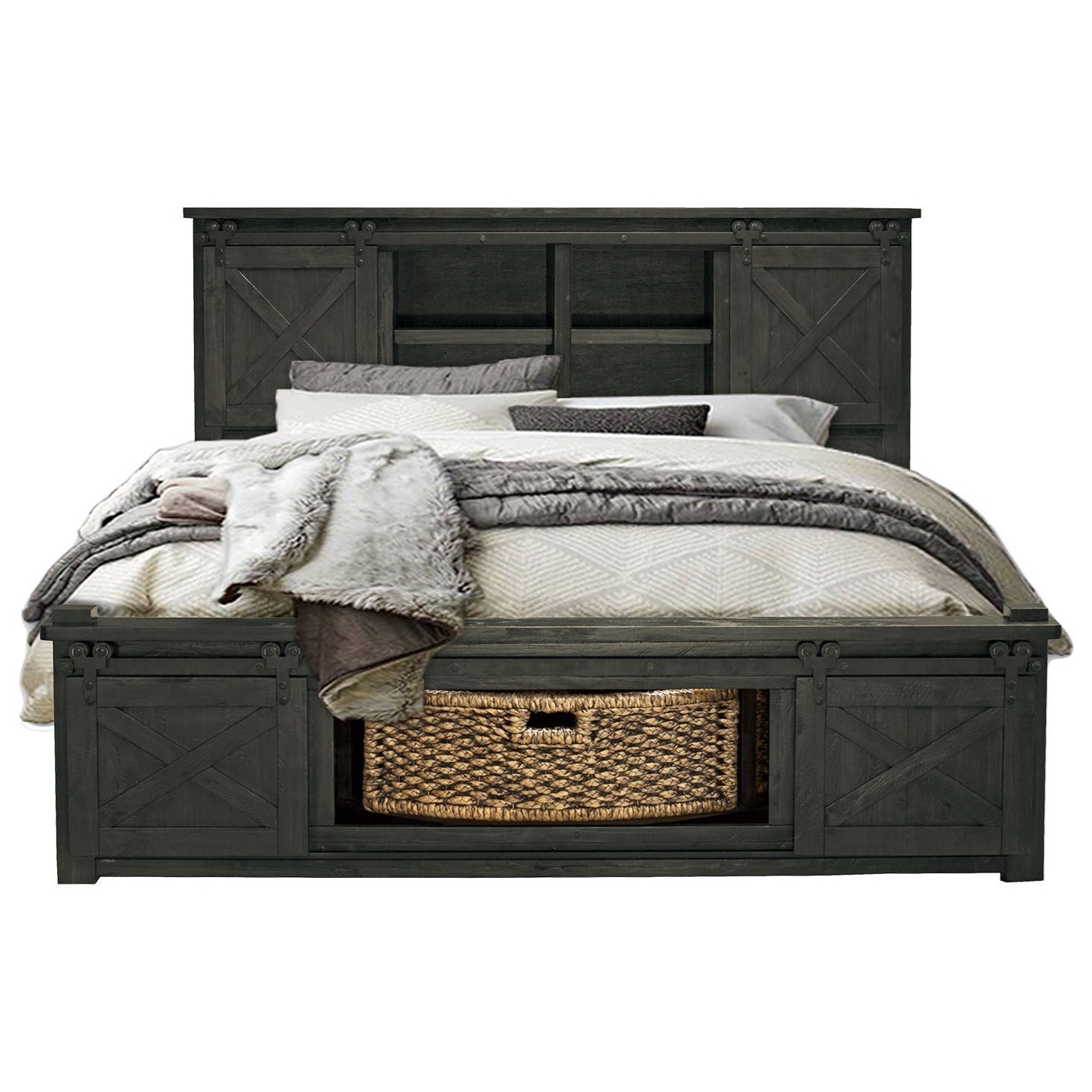 AAmerica Sun Valley King Bed with Rotating Storage Van Hill Furniture